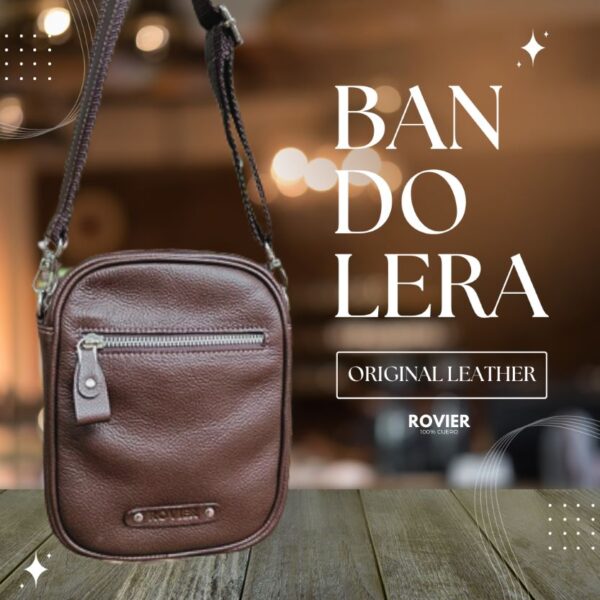 bandolera cuero hombre, bolso cruzado cuero pequeño, bandolera personalizada con logo, bolso cuero genuino hombre, ROVIER cuero Bolivia, bandolera compacta elegante, accesorio cuero hombre, morral de cuero para hombre, morral, hand made bolivia,