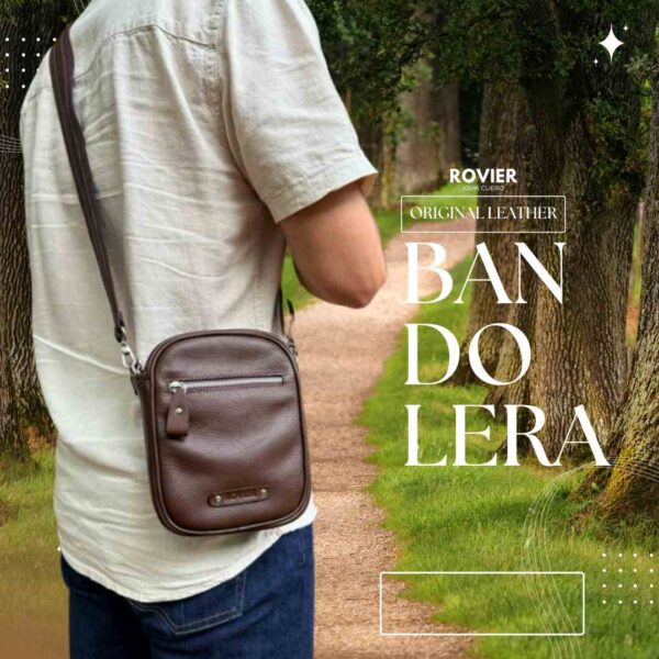 bandolera cuero hombre, bolso cruzado cuero pequeño, bandolera personalizada con logo, bolso cuero genuino hombre, ROVIER cuero Bolivia, bandolera compacta elegante, accesorio cuero hombre, morral de cuero para hombre, morral, hand made bolivia,