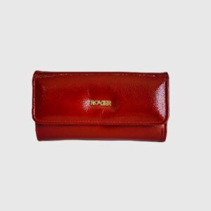 billetera de cuero para mujer, billetera mediana de cuero, billetera con botón imán, billetera de mujer compacta, billetera con espacio para tarjetas, billetera cuero personalizada, billetera con cierre, billetera elegante mujer, billetera cuero ROVIER, billetera hecha en Bolivia, accesorio de cuero femenino, billetera grabado láser