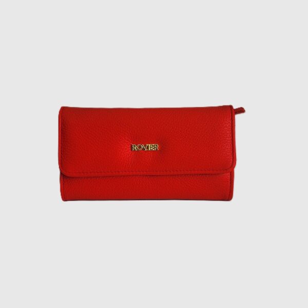 billetera de cuero para mujer, billetera mediana de cuero, billetera con botón imán, billetera de mujer compacta, billetera con espacio para tarjetas, billetera cuero personalizada, billetera con cierre, billetera elegante mujer, billetera cuero ROVIER, billetera hecha en Bolivia, accesorio de cuero femenino, billetera grabado láser