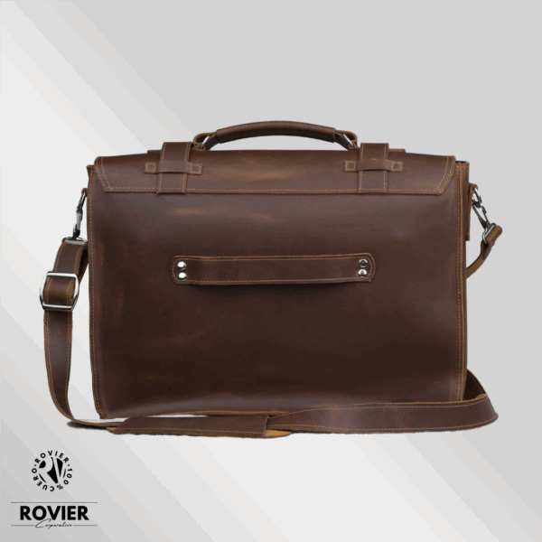 Maletín Espartano de cuero 40x30 cm | Maletín ejecutivo con bolsillos frontales y traseros | Pasador para maleta carry-on | Cierre central y correa con hombrera | Maletín de cuero para hombre, elegante y funcional | Ideal para oficina, viajes y uso diario | Asas resistentes y diseño profesional