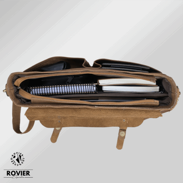 Maletín Atenas de cuero 40x30 cm | Maletín ejecutivo con bolsillos frontales y traseros | Pasador para carry-on | Cierre central y correa con hombrera | Maletín profesional de cuero para hombre | Ideal para oficina, viajes y uso diario | Diseño elegante y resistente