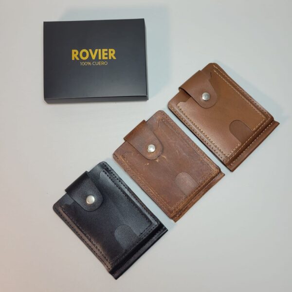 billetera con clip metálico, billetera cuero hombre moderna, billetera grabado láser personalizada, billetera con botón de presión, billetera cuero sin forro, ROVIER billeteras Bolivia, billetera compacta cuero genuino. billetera de hombre, billetera de cuero para hombre,