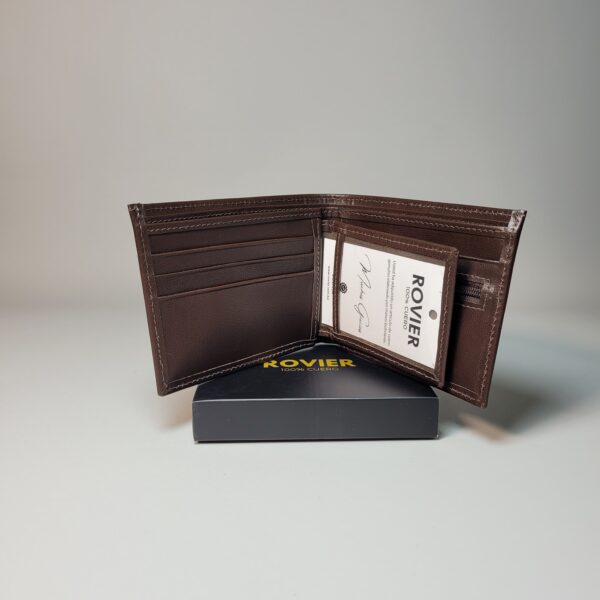 billetera de cuero para hombre, billetera de cuero, billetera de cuero amplia, billetera con monedero cierre, billetera personalizada cuero, billetera cuero con compartimentos, ROVIER billeteras, billetera regalo cuero Bolivia, billetera XL hombre cuero.